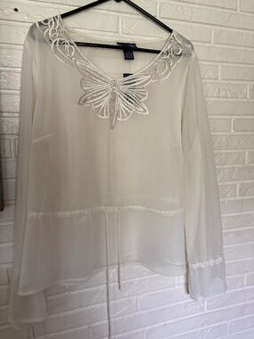 Vintage Lane Bryant embroidered collar top